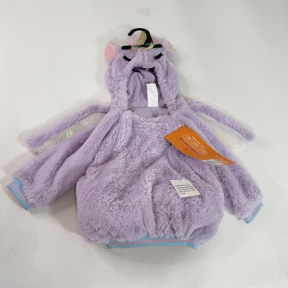 Target Unicorn Costume Jacket Girls 12-18M Purple‎ Fuzzy Hooded Halloween